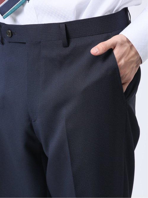 ストレッチウォッシャブル レギュラーフィット 2ボタン3ピーススーツ 組織紺