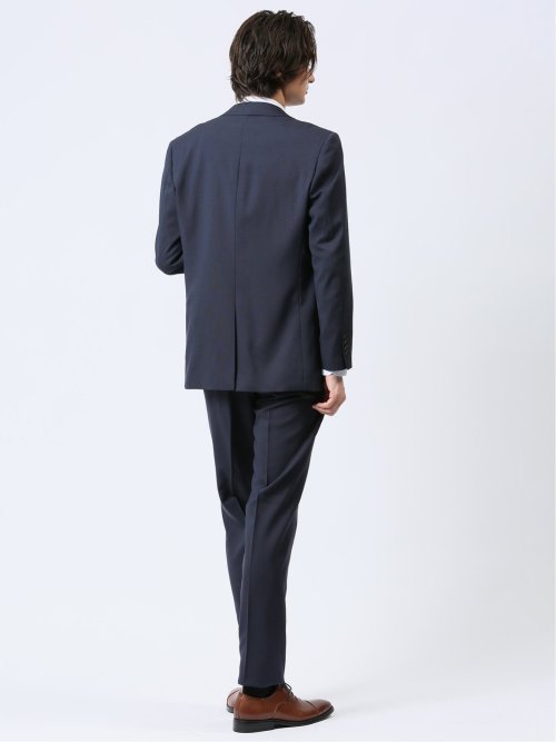 ストレッチウォッシャブル レギュラーフィット 2ボタン3ピーススーツ 組織紺