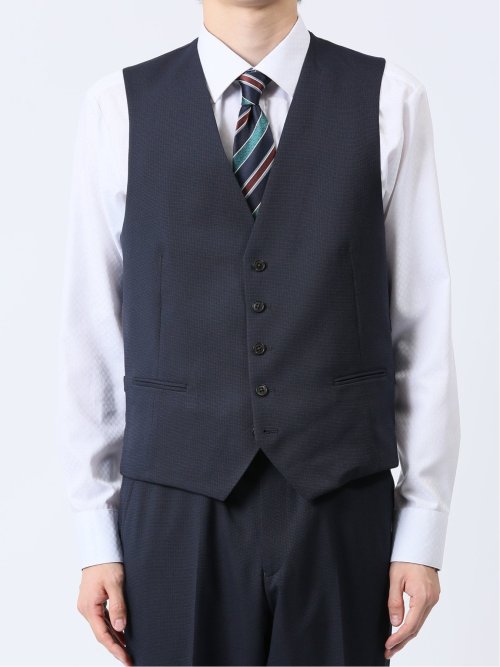 ストレッチウォッシャブル レギュラーフィット 2ボタン3ピーススーツ 組織紺