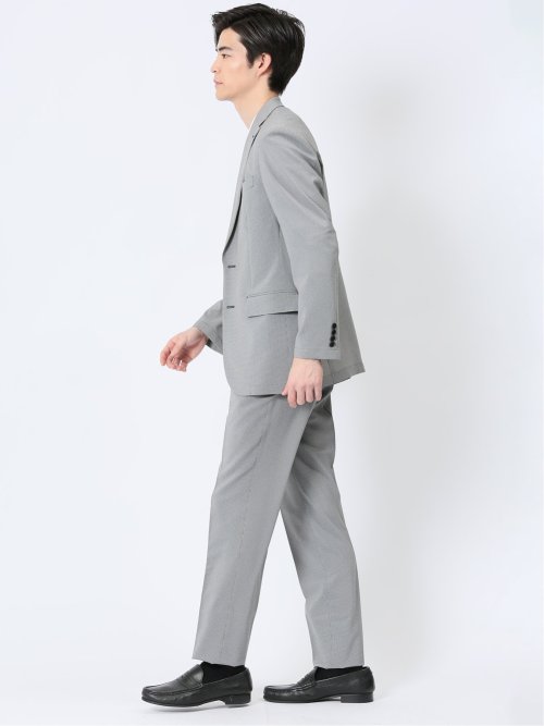 軽量ストレッチ レギュラーフィット 2ボタン2ピーススーツ 千鳥シロ×クロ