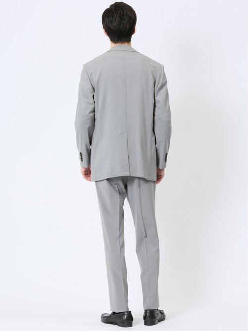 軽量ストレッチ レギュラーフィット 2ボタン2ピーススーツ 千鳥シロ×クロ