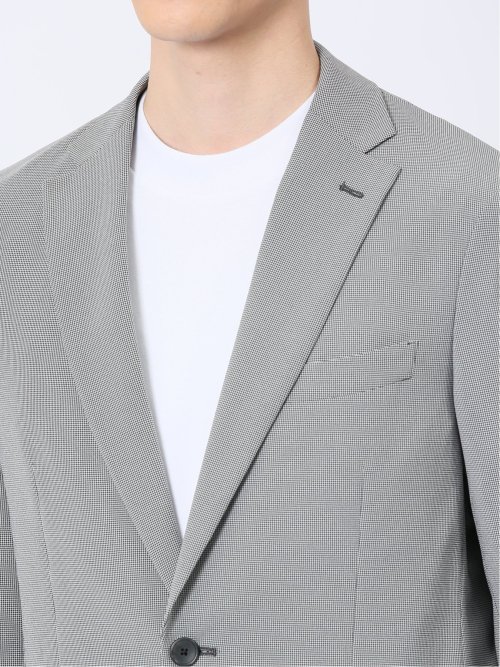 軽量ストレッチ レギュラーフィット 2ボタン2ピーススーツ 千鳥シロ×クロ
