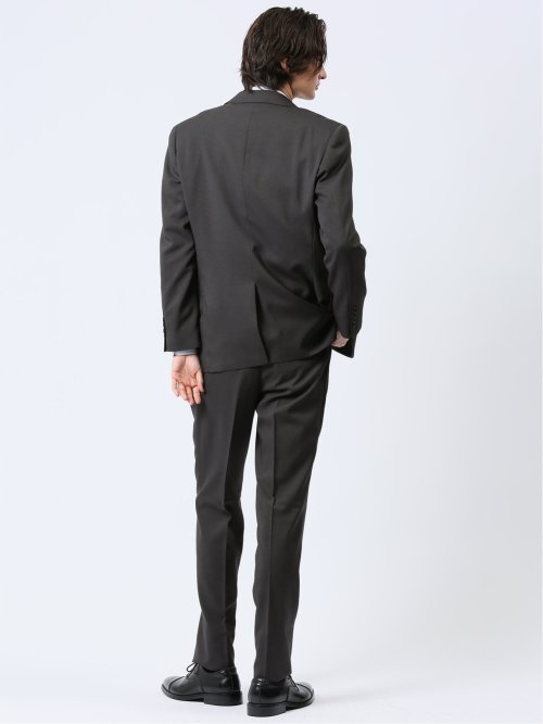 ストレッチウォッシャブル レギュラーフィット 2ボタン3ピーススーツ 組織グレー