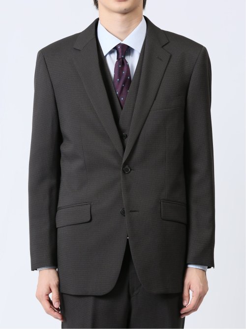 ストレッチウォッシャブル レギュラーフィット 2ボタン3ピーススーツ 組織グレー
