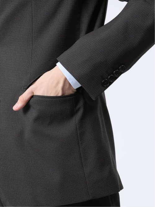 ストレッチウォッシャブル レギュラーフィット 2ボタン3ピーススーツ 組織グレー