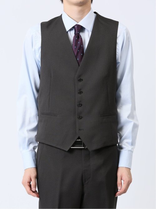 ストレッチウォッシャブル レギュラーフィット 2ボタン3ピーススーツ 組織グレー