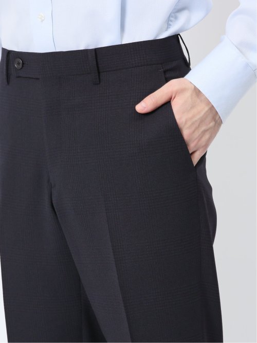 軽量メッシュ レギュラーフィット 2ボタン2ピーススーツ チェック紺