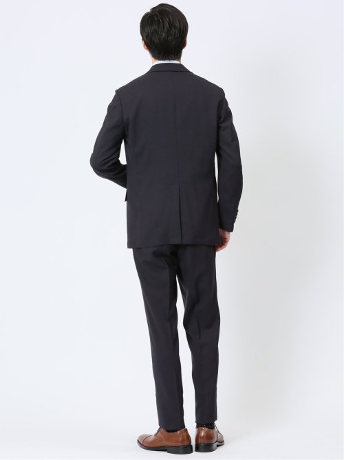 軽量メッシュ レギュラーフィット 2ボタン2ピーススーツ チェック紺