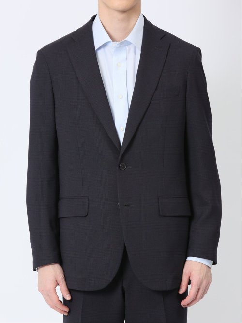 軽量メッシュ レギュラーフィット 2ボタン2ピーススーツ チェック紺