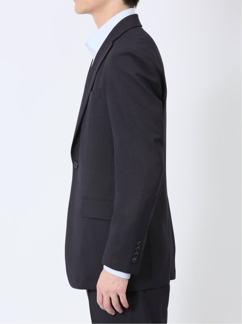 TAKA-Q(タカキュー) スーツパンツセット 7分袖ジャケット＋パンツ 紺 麻調合繊 半袖ダブルジャケット 紺(セットアップ可能)[品番