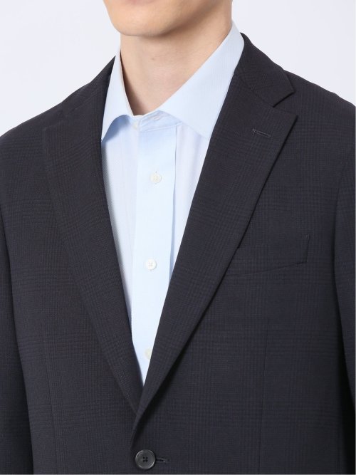 軽量メッシュ レギュラーフィット 2ボタン2ピーススーツ チェック紺