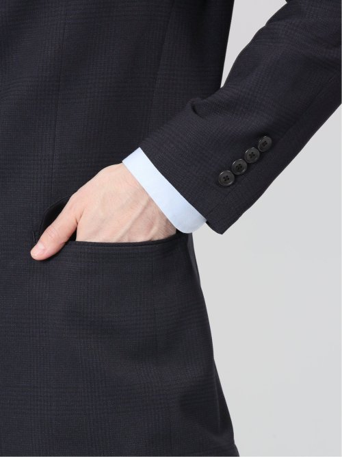 軽量メッシュ レギュラーフィット 2ボタン2ピーススーツ チェック紺