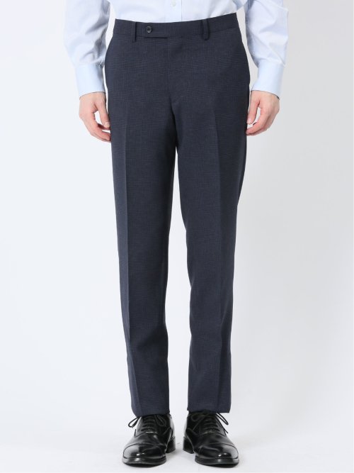 軽量メッシュ レギュラーフィット 2ボタン2ピーススーツ チェック青