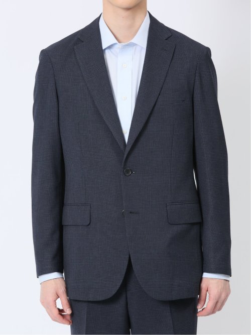 軽量メッシュ レギュラーフィット 2ボタン2ピーススーツ チェック青
