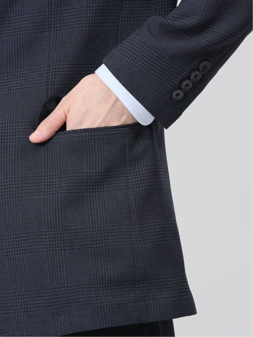 軽量メッシュ レギュラーフィット 2ボタン2ピーススーツ チェック青