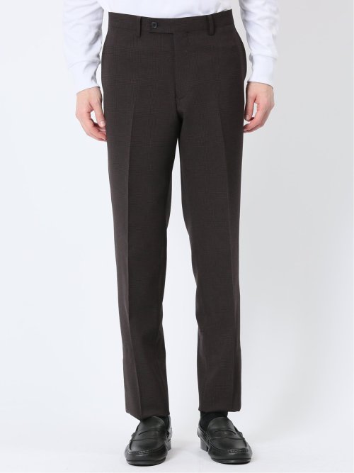 軽量メッシュ レギュラーフィット 2ボタン2ピーススーツ チェックこげ茶