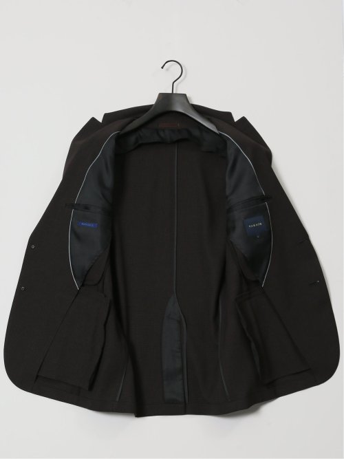 軽量メッシュ レギュラーフィット 2ボタン2ピーススーツ チェックこげ茶