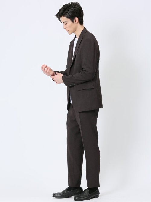 軽量メッシュ レギュラーフィット 2ボタン2ピーススーツ チェックこげ茶