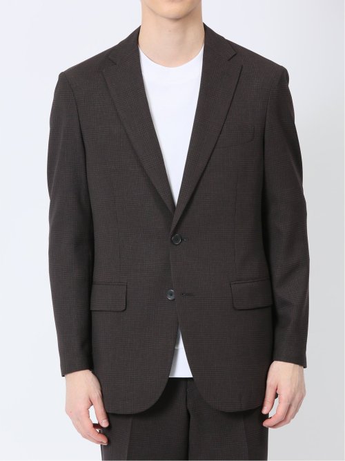 軽量メッシュ レギュラーフィット 2ボタン2ピーススーツ チェックこげ茶