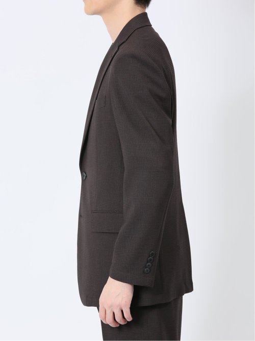 軽量メッシュ レギュラーフィット 2ボタン2ピーススーツ チェックこげ茶