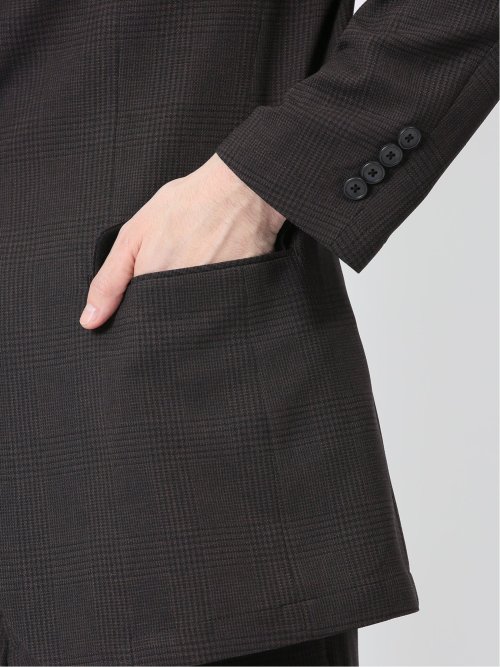 軽量メッシュ レギュラーフィット 2ボタン2ピーススーツ チェックこげ茶