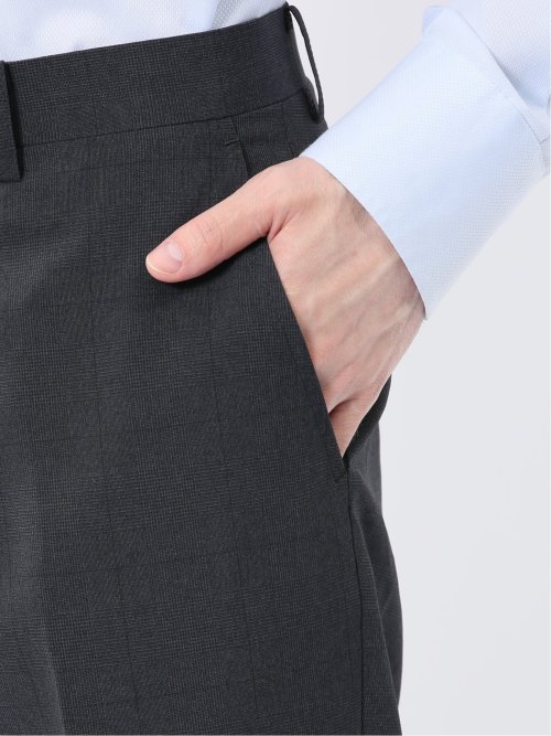 ストレッチウォッシャブル レギュラーフィット 2ボタン2パンツスーツ チェックグレー