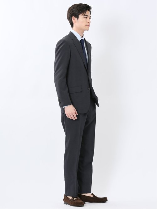 ストレッチウォッシャブル レギュラーフィット 2ボタン2パンツスーツ チェックグレー