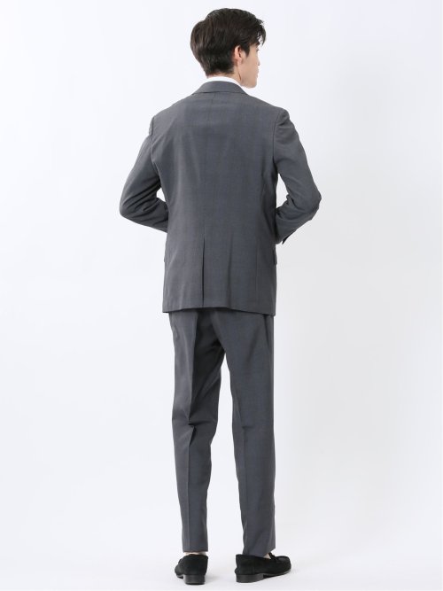 ストレッチウォッシャブル レギュラーフィット 2ボタン2パンツスーツ チェックグレー