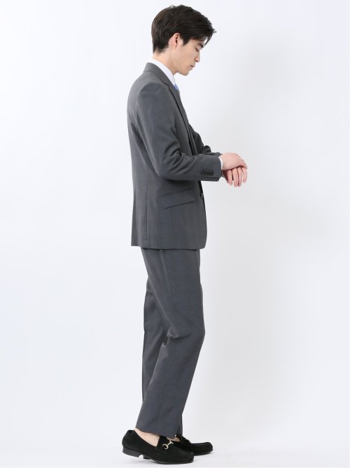 ストレッチウォッシャブル レギュラーフィット 2ボタン2パンツスーツ チェックグレー