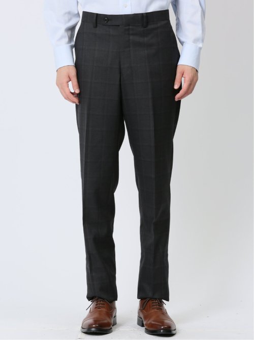 ウール混 レギュラーフィット 2ボタン3ピーススーツ チェックグレー