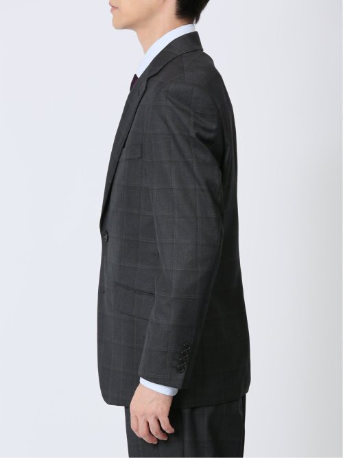 ウール混 レギュラーフィット 2ボタン3ピーススーツ チェックグレー