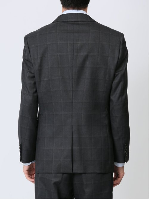 ウール混 レギュラーフィット 2ボタン3ピーススーツ チェックグレー