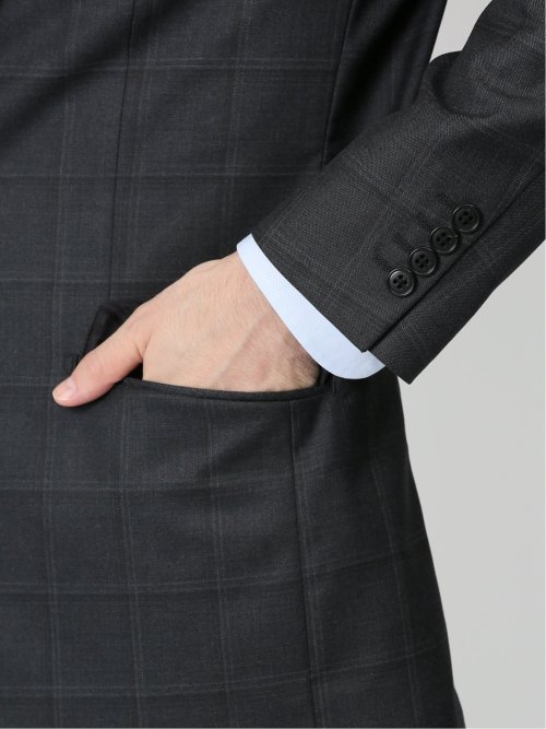 ウール混 レギュラーフィット 2ボタン3ピーススーツ チェックグレー