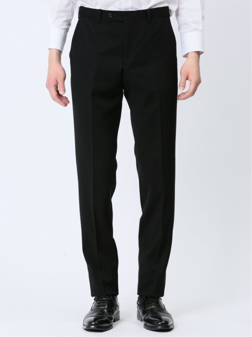 ストレッチウォッシャブル スリムフィット 2ボタンツーピース フォーマルスーツ 黒無地