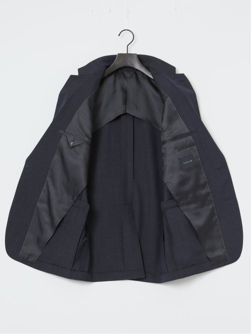 ウール混 スリムフィット 2ボタン2ピーススーツ 組織青