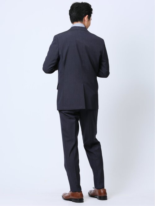 ウール混 スリムフィット 2ボタン2ピーススーツ 組織青