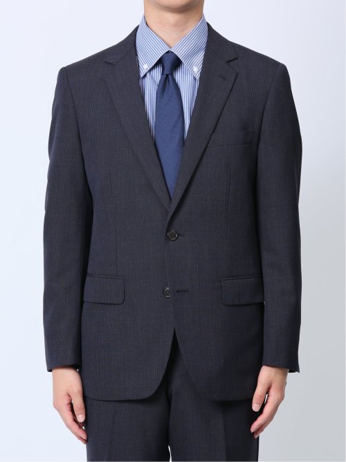 ウール混 スリムフィット 2ボタン2ピーススーツ 組織青