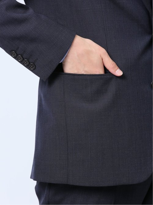 ウール混 スリムフィット 2ボタン2ピーススーツ 組織青