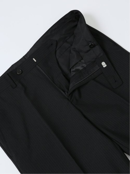 ウール混 スリムフィット 2ボタン2ピーススーツ ストライプ黒