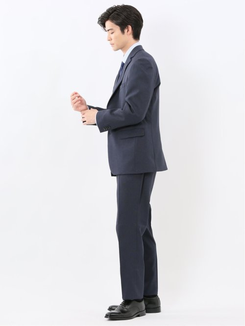 ストレッチウォッシャブル レギュラーフィット 2ボタン2ピーススーツ 組織紺