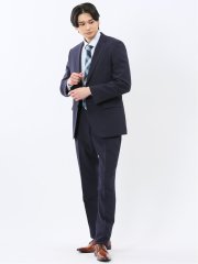 ストレッチウォッシャブル レギュラーフィット 2ボタン2ピーススーツ 組織紺