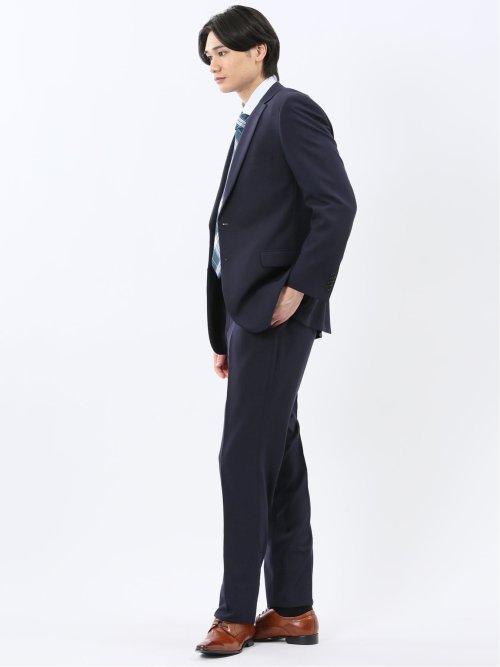 ストレッチウォッシャブル レギュラーフィット 2ボタン2ピーススーツ 組織紺