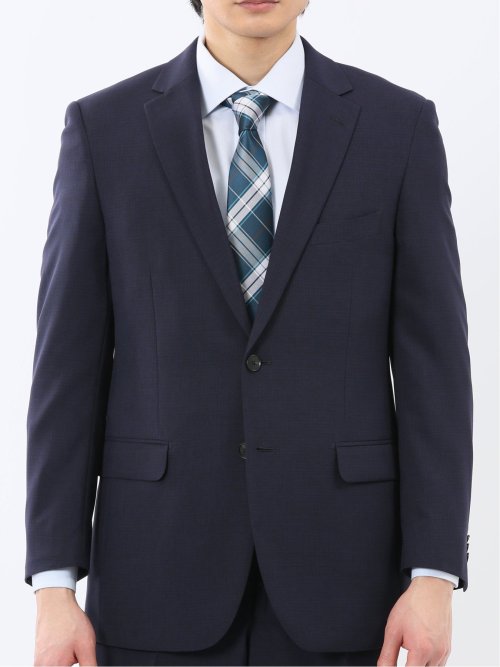 ストレッチウォッシャブル レギュラーフィット 2ボタン2ピーススーツ 組織紺