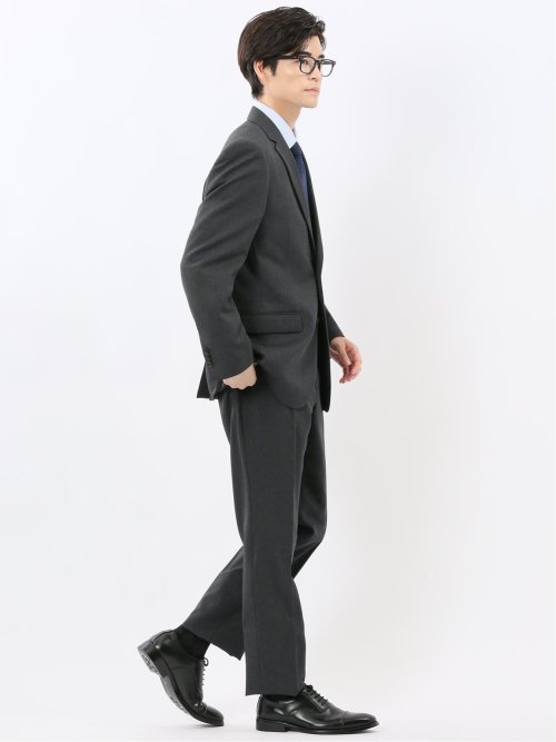 ストレッチウォッシャブル レギュラーフィット 2ボタン2ピーススーツ 組織グレー