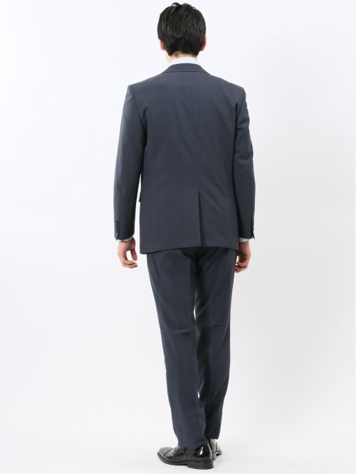 ストレッチ ウォッシャブル レギュラーフィット 2ボタン 2ピース スーツ チェック青