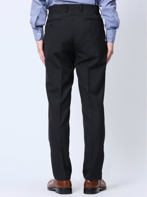 ウール混 レギュラーフィット 2ボタン2ピーススーツ ストライプ紺