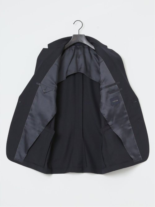 ウール混 レギュラーフィット 2ボタン2ピーススーツ ストライプ紺