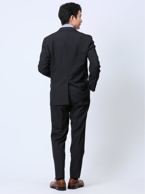 ウール混 レギュラーフィット 2ボタン2ピーススーツ ストライプ紺