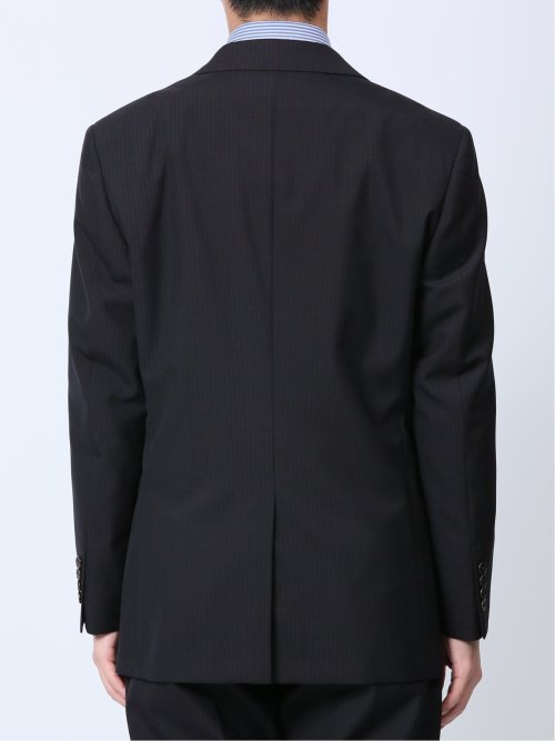 ウール混 レギュラーフィット 2ボタン2ピーススーツ ストライプ紺