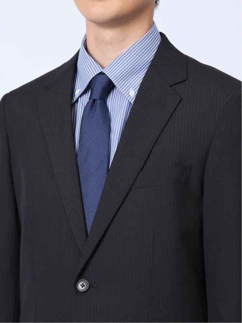 ウール混 レギュラーフィット 2ボタン2ピーススーツ ストライプ紺